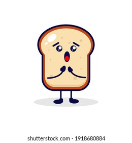 Bread surprised cute character illustration