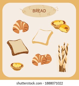 Bread Sweet Breakfast Food illustration design
