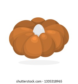 Bread symbol. Fresh bakery for breakfast. Healthy food and natural nutrition. Isolated vector illustration in cartoon style