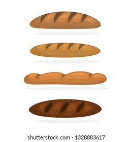 Bread symbol set. Fresh bakery for breakfast. Healthy food and natural nutrition. Isolated vector illustration in cartoon style