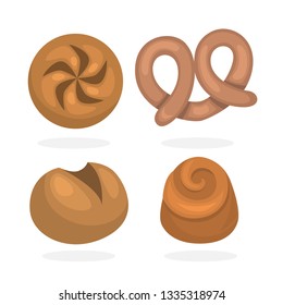 Bread symbol set. Fresh bakery for breakfast. Healthy food and natural nutrition. Isolated vector illustration in cartoon style