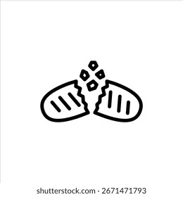 Ícone do contorno da textura do pão. ilustração da linha preta da baguete.