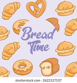 bread time, difference bread, food, cookies, croissant, donut