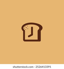 Brotzeit-Logo-Design auf isoliertem Hintergrund, geschnittenes Brot mit Uhren-Logo-Konzept