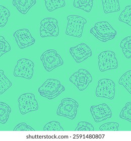 Bread toast background. Seamless pattern toast sketch. Toast wallpaper. Toast motif