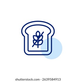 Bread toast for breakfast and gluten free symbol. Dietary restrictions, food labelling. Pixel perfect, editable stroke vector icon