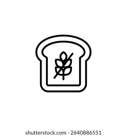 Bread toast for breakfast and gluten free symbol. Dietary restrictions, food labelling. Pixel perfect, editable stroke vector icon