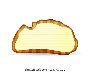 Bread toast with butter on a white background. Vector illustration.