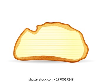 Bread toast with butter on a white background. Vector illustration.