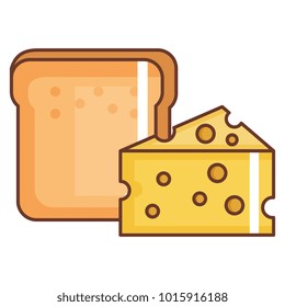 bread toast with cheese vector illustration design