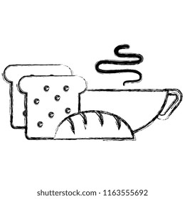 bread toast with coffee cup