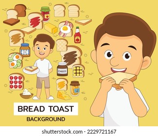 Bread toast concept background. Flat icons.