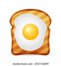 Bread toast with egg on a white background. Vector illustration.