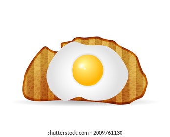 Bread toast with egg on a white background. Vector illustration.