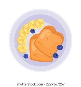 pan tostado y desayuno de frutas
