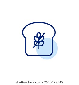 Bread toast and gluten free symbol. Dietary restrictions, food labelling. Pixel perfect, editable stroke vector icon