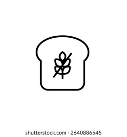 Bread toast and gluten free symbol. Dietary restrictions, food labelling. Pixel perfect, editable stroke vector icon