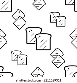 Bread Toast Icon Seamless Pattern, Toast Icon, Loaf Slice Icon Vector Art Illustration