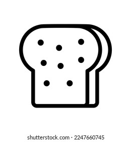 Bread toast line icon isolated on white background. Black flat thin icon on modern outline style. Linear symbol and editable stroke. Simple and pixel perfect stroke vector illustration