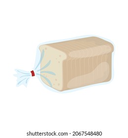 Bread for toast in the package, isolated on white background. Sliced bread in plastic bag. Vector illustration.