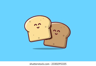 bread toast. pastry cute vector illustration. mascot 