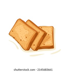 Bread toast or rusk indian crunchy snack vector illustration