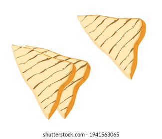 Bread toast for a sandwich a piece of fried toast on a white background. Illustration for lunch, dinner, snacks and breakfast. Vector.