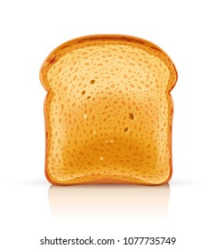 Bread toast for sandwich piece of roasted crouton. Lunch, dinner, breakfast snack. Isolated white background. EPS10 vector illustration.