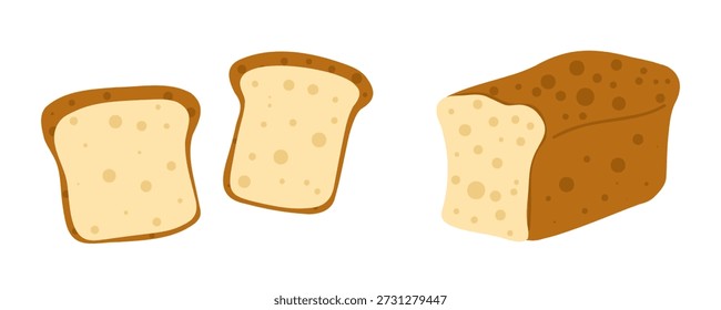 Brot und Toast einfaches Symbol. Frisches Cartoon-Weizenbrot einzeln auf weißem Hintergrund. Handgezeichnetes Backelement, Kunst für Aufkleber, Druck, Web, Café
