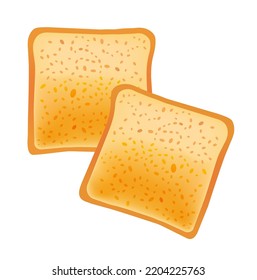 Bread Toast Slices Vector Illustration Food Breakfast Isolated Background