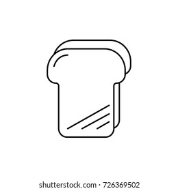 bread toast vector line icon, sign, illustration on background, editable strokes