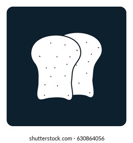 Bread for toast, white on dark background, icon vector illustration