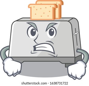 Bread toaster cartoon character style having angry face