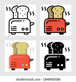 Bread toaster icon vector design in filled, thin line, outline and flat style.