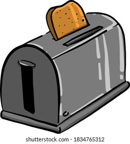 Bread in the toaster, illustration, vector on white background