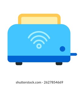 Bread Toaster Kitchen Appliances with Wireless Icon for Smart Home Everyday Living Household Technology Concept in Flat Design Vector Illustration