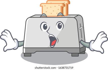 Bread toaster mascot design concept with a surprised gesture