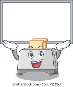 A bread toaster mascot picture raised up board