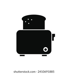 Bread toaster silhouette icon.  Kitchen equipment pictogram isolated on white.