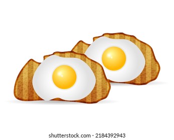 Bread toasts with egg on a white background. Vector illustration.