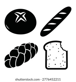 Bread and Tomato Icons with Bite Mark baguette challah
