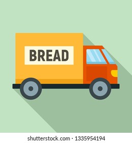 Bread truck delivery icon. Flat illustration of bread truck delivery vector icon for web design