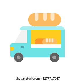 Bread truck vector, Food truck flat design icon