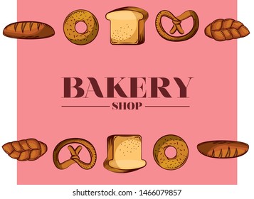 Bread types design, Bakery food shop traditional quality style and breakfast theme Vector illustration