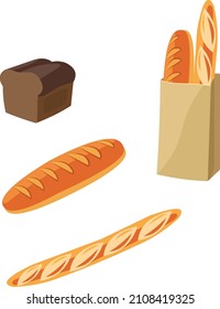 Bread varieties icon set. Bakery and pastries. Fresh baking symbol. Bread, baguette, loaf. Bakery package