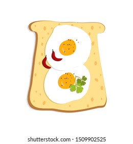 bread vector design, bread with fried egg and red chili illustration design.