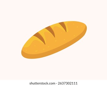 Bread vector design illustration in simple flat style, featuring a loaf of bread. Ideal for bakery, food, breakfast, culinary, and grocery-related themes.