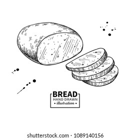 Bread vector drawing. Bakery product sketch. Vintage food illustration for shop, bread house label, menu or packaging design.