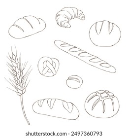 Bread vector drawing. Bakery product sketch. Vintage food illustration