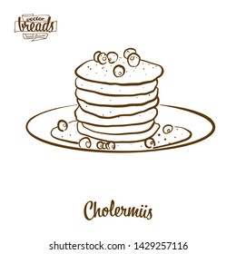 Cholermüs bread vector drawing. Food sketch of Pancake, usually known in Switzerland. Bakery illustration series.